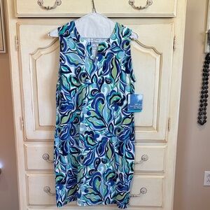 Coolibar UPF 50+ Blue and Green Patterned Sleeveless Dress